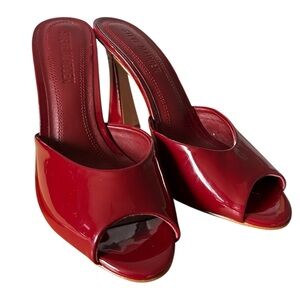 Steve Madden Red Patent Peep-Toe Mules